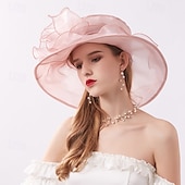 levne Party klobouky-Klobouky Organza Sluneční klobouk Formální Čajový dýchánek koktejl Elegantní Vinobraní Roztomilý S Květiny Přílba Pokrývky Hlavy