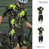 tanie Męskie zestawy odzieżowe-Męskie Koszulka z szortami na rower Krótki rękaw Kolarstwo górskie Kolarstwie szosowym Lato Wiosna Jesień Czarny Biały Pomarańczowy Graffiti Rower Suwak przedni Odvádí pot Wygodny Oddychający Spandeks