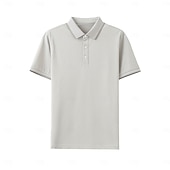 halpa Miesten Elite Polo-miesten silkkipoolopaita puuvillainen työpaita business rento poolopaita turndown-kuvio lyhythihainen vintage muoti yksivärinen väriblokki kesä kevät musta valkoinen tummansininen sininen vaaleanharmaa oranssi poolopaita