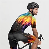 halpa Miesten vaatesarjat-Miesten Pyöräily jersey ja shortsit Lyhythihainen Maastopyöräily Maantiepyöräily Musta Keltainen Punastuvan vaaleanpunainen Kaltevuus Pyörä Spandex Urheilu Kaltevuus Vaatetus