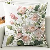 baratos estilo floral e plantas-Capa Decorativa de Almofadas Florais 1PC Capa de Almofada Quadrada Macia para Sofá do Quarto Sala de Estar