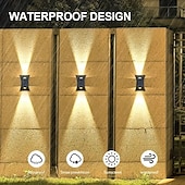 economico Applique per esterni-lampada da parete solare - durevole &amp;illuminazione verso il basso, impermeabile ip65, recinzione esterna, giardino, portico, illuminazione garage 1/2 pz