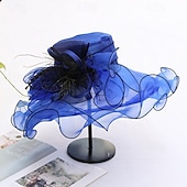cheap Party Hats-2025 Kentucky Derby Hat for Women Ladies, Organza Veil Feather Fascinator for Tea Party Church UV Protection Sun Hat