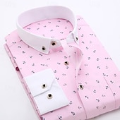 preiswerte Button-Down-Hemden für Herren-Herren Hemd Oberhemd Knopfhemd Anker Hochzeit Party Weiß Hellgrün Rosa Marineblau Langarm Kargen Frühling Herbst Bekleidung Tasche