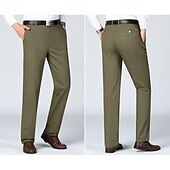 preiswerte Schlank-Herren Anzughosen Hose Hosen Chinesisch Chino Knopf Tasche Glatt Komfort Formal Party Arbeit Modisch Klassicher Stil Cachi scuro Hellkaki Mikro-elastisch