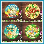 お買い得  イースターライト-イースターバニーエッグ吸盤ショーケースライト電池式イースターディナーパーティー用お祝いデコレーション