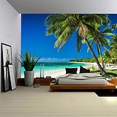 Недорогие Тапестри́ на океа́нском пляже-Пейзаж Пляж Висячая Гобелен настенное искусство Пальма Большой гобелен Муральное декор Фотографический фон Плед занавеска Дом Спальня Гостиная Декорация