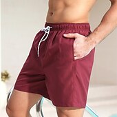 お買い得  男性用水泳パンツ-男性用 ボードショーツ スイムショーツ スイムトランク カラーブロック 平織り 速乾性 高通気性 ドローストリング 弾性ウエスト バケーション ビーチ ハワイアン カジュアル ダークレッド ネイビーブルー