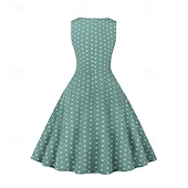 levne Šaty-Retro 50. léta Rockabilly Šaty Houpací šaty Puntíky Dámské Karneval Plesová maškaráda Denní nošení loučení se svobodou nevěsty Dospělé Šaty Šaty pro návrat domů