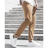 economico Chino-Per uomo Pantaloni Chino Pantaloni corti Pantaloni casual Bottoni Tasche Liscio Comfort Formale Feste Ufficio Di tendenza Classico Verde militare Nero Media elasticità