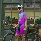 abordables Maillots pour hommes-Homme Maillot Velo Cyclisme Manche Courte Cyclisme Tee-shirt Maillot avec 3 poches arrière VTT Vélo tout terrain Respirable Séchage rapide Conception anatomique Mèche Bleu Violet Vert Dégradé Des
