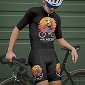 halpa Miesten vaatesarjat-Miesten Pyöräily jersey ja shortsit Lyhythihainen Maastopyöräily Maantiepyöräily Musta Piirretty Pyörä Spandex Urheilu Piirretty Vaatetus