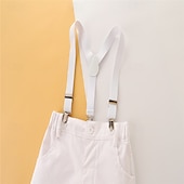 abordables Costume formel pour garçon-3 Pièces Costume de Porteur d&#039;Alliance  Garçon Enfants Bébé Chemise &amp; Pantalon Ecole Formel Soirée basique Décontractées Doux Couleur unie Col en V Blanche Coton