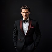 olcso Hazatérő öltönyök-Férfi Esküvő Diákbál Party öltönyök Fekete Előírásos Egyszínű Standard 2 részes készlet Egysoros egy gombos