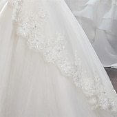 cheap Flower Girl&#039;s Dresses-Flower Girl Dress Kid&#039;s Girls&#039; Lace Dress Formal Dress Princess Dress First Communion Dress Performance Wedding Party Elegant Beautiful Mesh Solid Color Half Sleeve Off Shoulder White 4 years+