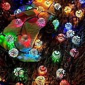 お買い得  ソーラーストリングライト-5m-20LED/6.5m-30LED 屋外ソーラーモロッコボールライトストリング 中庭 ガーデンフェンス バルコニーステップ フェスティバル ウェディング 雰囲気 装飾ライトストリング