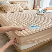 abordables Parures de draps-Housse de lit protectrice imperméable Queen Full King protège-matelas ajusté drap imperméable protecteur housse de matelas en taffetas shaggy ultra douce et confortable anti-acariens