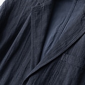 abordables Vêtements d&#039;extérieur élites pour hommes-Homme Veste blazer École Formel Mariage Élégant Chaud Printemps Automne Lin Couleur Unie Épaissir Boutonnage simple deux boutons veste Noir bleu marine
