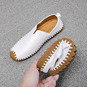cheap Men&#039;s Slip-ons &amp; Loafers-Men&#039;s Casual Slip-On Sneakers – White Faux Leather with Contrast Stitched Design, Comfortable Everyday Shoes for Leisure and Outdoor Activities