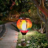economico Luci paesaggistiche-1 lampada a palloncino solare da esterno in ferro con fiamma multicolore sfumata per cortile, giardino, sentiero, prato, matrimonio, festival e atmosfera di festa