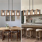 economico Luci a sospensione-lampada a sospensione piccola da fattoria 1 testa apparecchio a 4 teste lampada a sospensione per isola cucina con cavo finitura nera struttura in legno lampadario per corridoio ingresso armadio