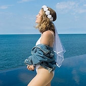 abordables Accesorios-Novia Accesorios para despedidas de soltera Velo Corona de flores Mujer Boho Estilo playero Boda Despedida de Soltera Víspera de Todos los Santos Carnaval Disfraz de carnaval fácil