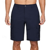 baratos Clássico-Homens Bermuda Cargo Calção Bermudas Cintura elástica Bolso multi Perna reta Tecido Conforto Respirável Comprimento do joelho Ao ar livre Casual Corrida Esportes Moda Preto Azul Marinha Micro-Elástica