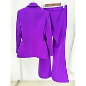 economico Tailleur pantalone della mamma-Completo madre della sposa a due pezzi elegante minimalista colletto camicia lunghezza al pavimento in tessuto elasticizzato manica lunga con volant colore solido 2025