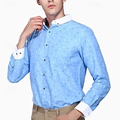 preiswerte Button-Down-Hemden für Herren-Herren Hemd Oberhemd Knopfhemd Anker Hochzeit Party Weiß Hellgrün Rosa Marineblau Langarm Kargen Frühling Herbst Bekleidung Tasche