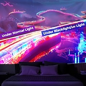 זול שטיחי קיר של Blacklight-שטיח קיר בלאק לייט ש glow in the dark מסיבת אור כימית טוטם בוהמייני פניקס גלקסיה מעורפלת תלויה אומנות קיר מורה לחדר מגורים חדר שינה