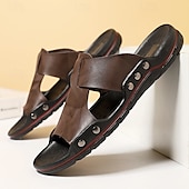 abordables Sandales habillées-sandales décontractées à enfiler en cuir jaune pour hommes avec détails cloutés, chaussures d&#039;extérieur confortables pour l&#039;été