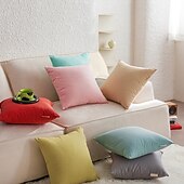 billige Trender innen puter-Dekorative Kasteputer Deksel Ensfarget 1PC Bomull Myk Kvadratisk Sofa Pute Sak Puteputer Soverom Stue Sofa Stol