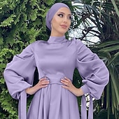 levne Arabské a muslimské šaty-Dámské Šaty Abaya Maxi Šaty Dubaj islámský arabský muslimský Ramadán Dospělé Šaty