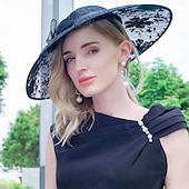 olcso Partikalapok-Kalap Len Bowler / Cloche kalap Szalmakalap Csészealj kalap Esküvő Zsúr Elegáns Esküvő Val vel Csokor Csipke Sisak Fejfedők