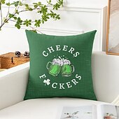 abordables Housse de coussin de vacances-Coussins décoratifs de la Saint-Patrick Housse 1PC Coussin doux carré Housse de coussin pour chambre salon canapé chaise Cheers bière irlandaise