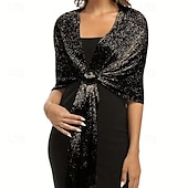 cheap Wedding Guest Wraps-Sparkling Metallic Shawls and Wraps with Buckle,for Evening Dresses Party Wedding Bride Bridesmaid
