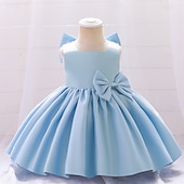 cheap Party Dresses-Kids Girls&#039; Party Dress Solid Color Sleeveless Special Occasion Princess Polyester Party Dress Summer Spring 3-10 Years Multicolor White Champagne