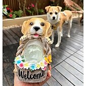 cheap Landscape Lights-Solar-Powered Dog Statue Light with Retro LED Lantern - Outdoor Garden Decor for Patio, Porch, Balcony, Holiday Decoration