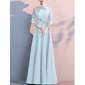 cheap Floor Length-A-Line Mother of the Bride Dress Elegant Simple High Neck Floor Length Stretch Fabric Long Sleeve with Pleats Appliques 2025 free custom size
