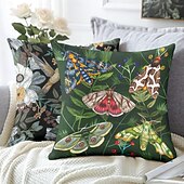 baratos estilo floral e plantas-Capa Decorativa de Almofadas de Insetos Florais 1PC Capa de Almofada Quadrada Macia para Sofá do Quarto Sala de Estar Primavera Verão