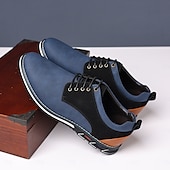 economico Semi-formale-scarpe casual oxford da uomo, sneakers eleganti con lacci blu e nere con dettagli in pelle scamosciata, calzature eleganti per lavoro, matrimoni e uso quotidiano