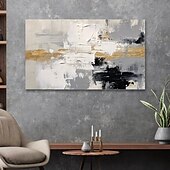 preiswerte Abstrakte Gemälde-großes schwarzes abstraktes Ölgemälde, handgemalt, grau-goldenes Gemälde, handgefertigtes Gemälde, moderne Bürokunst, Wandgemälde für Wohnzimmer, Schlafzimmer, Büro, Wanddekoration