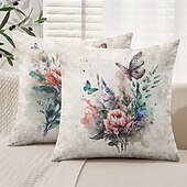 cheap Floral &amp; Plants Style-Rustic Floral Decorative Toss Pillows Cover 1PC Soft Square Couch Cushion Case Pillowcase for Bedroom Livingroom Sofa Chair