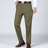 preiswerte Schlank-Herren Anzughosen Hose Hosen Chinesisch Chino Knopf Tasche Glatt Komfort Formal Party Arbeit Modisch Klassicher Stil Cachi scuro Hellkaki Mikro-elastisch