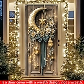 tanie Wakacyjne tkaniny-Ramadan Mubarak Dekoracje Drzwi Osłony Drzwi Eid Księżyc Dekoracja Tkaniny Drzwi Zasłona Dekoracja Tło Wnętrze/Zewnętrze Baner Drzwi Przednich Z Domu Wiejskiego