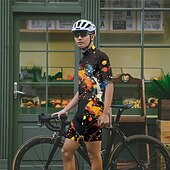 halpa Miesten vaatesarjat-Miesten Pyöräily jersey ja shortsit Graffiti Lyhythihainen Pyörä Liikunta-asut 3 takataskulla Maastopyöräily Maantiepyöräily Etuvetoketju Hikeä siirtävä Mukava Hengittävä Urheilu Musta Keltainen