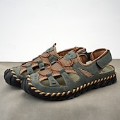 economico Sandali casual-Per uomo Sandali Scarpe fatte a mano Pelle crosta Traspirante Comodo Antiscivolo Con lacci intrecciali Giallo-marrone Nero Marrone