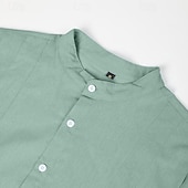 economico Vacanza-Per uomo Camicia camicia di lino Camicia Guayabera Camicia con colletto a fascia Camicia estiva Abbigliamento mare Liscio Da mare Curise Nero Bianco Blu Verde Manica corta Colletto Estate