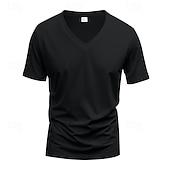 preiswerte Basic-T-Shirts-Herren T Shirt T-Shirt V-Ausschnitt T-Shirt Kurzarm V Ausschnitt Ganzjahres Einfach Mode Designer Basic Urlaub Straße Ausgehen Wein Schwarz Weiß Top T-Shirt für Herren