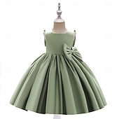 cheap Party Dresses-Kids Girls&#039; Party Dress Solid Color Sleeveless Special Occasion Princess Polyester Party Dress Summer Spring 3-10 Years Multicolor White Champagne